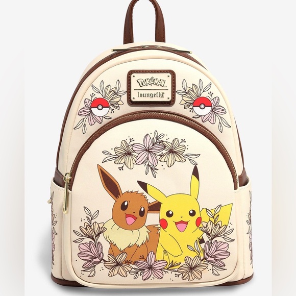 Loungefly Handbags - New Loungefly Pokemon Pikachu & Eevee Floral Mini Backpack NWT